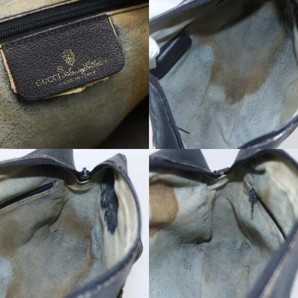 GUCCI GG Canvas Sherry Line Shoulder Bag Pvc Leather Navy Red - Picture 12 of 13